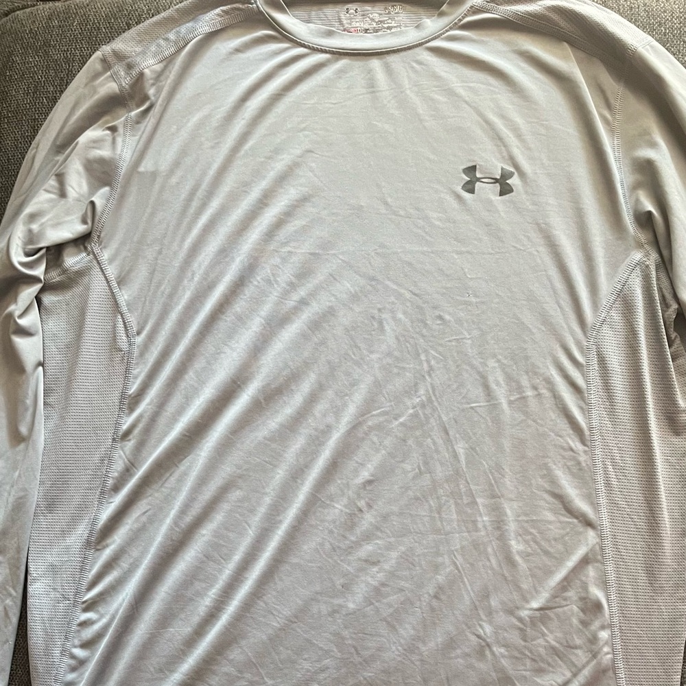 Under Armour HeatGear Long Sleeve Fitted Shirt – Gray, Performance Ready - Large
